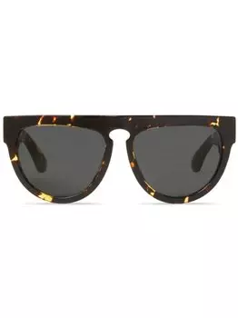 Солнцезащитные очки в круглой оправе черепаховой расцветки Burberry Eyewear, черный