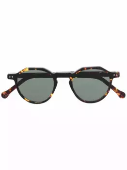 Солнцезащитные очки в круглой оправе черепаховой расцветки Lesca, коричневый