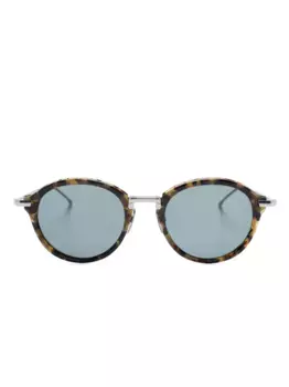 Солнцезащитные очки в круглой оправе черепаховой расцветки Thom Browne Eyewear, коричневый