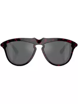 Солнцезащитные очки в круглой оправе черепаховой расцветки Burberry Eyewear, красный