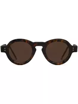 Солнцезащитные очки в круглой оправе черепаховой расцветки Thom Browne Eyewear, коричневый