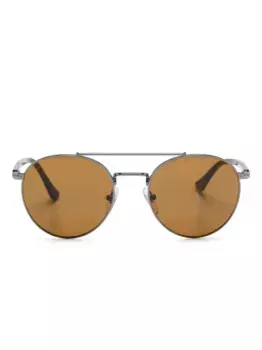 Солнцезащитные очки в круглой оправе черепаховой расцветки Persol, серебяный