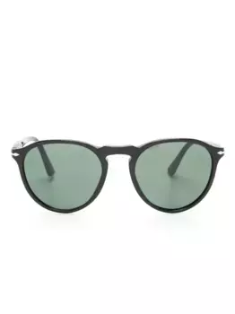 Солнцезащитные очки в круглой оправе черепаховой расцветки Persol, черный