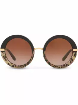 Солнцезащитные очки в круглой оправе Dolce & Gabbana Eyewear, коричневый