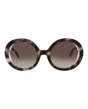 Солнцезащитные очки в круглой оправе из ацетата Just Cavalli, цвет havana havana brown