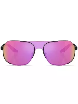 Солнцезащитные очки в круглой оправе Prada Linea Rossa, черный