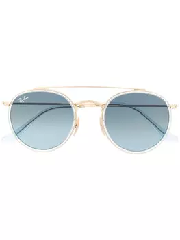 Солнцезащитные очки в круглой оправе с двойным мостом Ray-Ban, металлик
