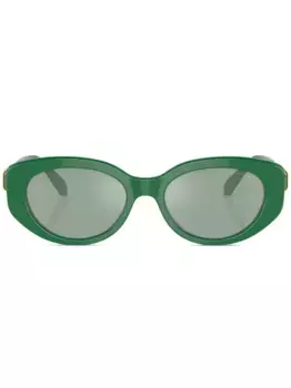 Солнцезащитные очки в круглой оправе с кристаллами Swarovski, зеленый