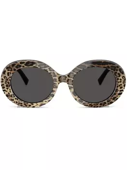 Солнцезащитные очки в круглой оправе с леопардовым принтом Dolce & Gabbana Eyewear, коричневый