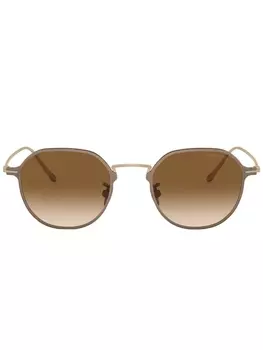 Солнцезащитные очки в круглой оправе с логотипом Giorgio Armani, металлик