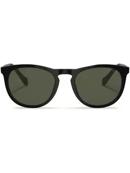 Солнцезащитные очки в круглой оправе с логотипом Giorgio Armani, черный
