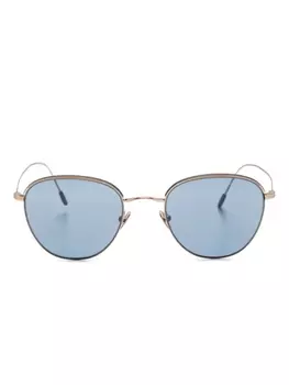 Солнцезащитные очки в круглой оправе с логотипом Giorgio Armani, золотистый