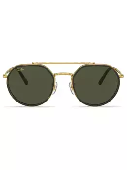 Солнцезащитные очки в круглой оправе с логотипом Ray-Ban, золотой