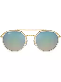 Солнцезащитные очки в круглой оправе с логотипом Ray-Ban, золотой