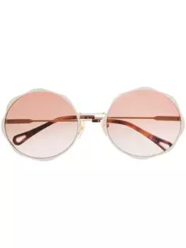 Солнцезащитные очки в круглой оправе с логотипом Chlo Eyewear, золотой