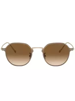 Солнцезащитные очки в круглой оправе с логотипом GIORGIO ARMANI, металлик