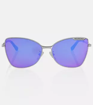 Солнцезащитные очки в круглой оправе с логотипом Balenciaga, фиолетовый