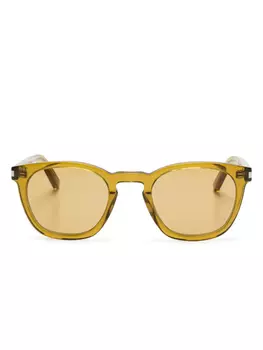 Солнцезащитные очки в круглой оправе Saint Laurent Eyewear, зеленый