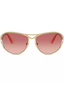 Солнцезащитные очки в круглой оправе Swarovski, золотой