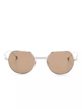 Солнцезащитные очки в круглой оправе Thom Browne, серебряный