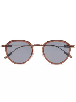 Солнцезащитные очки в круглой оправе Zegna, коричневый