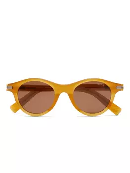 Солнцезащитные очки в круглой оправе Zegna, коричневый