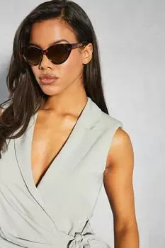 Солнцезащитные очки в квадратной леопардовой оправе MISSPAP, коричневый