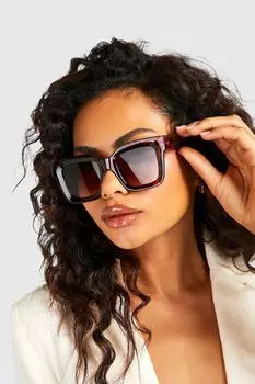 Солнцезащитные очки в квадратной оправе черепахового цвета boohoo, коричневый
