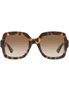 Солнцезащитные очки в квадратной оправе черепаховой расцветки Gucci Eyewear, зеленый