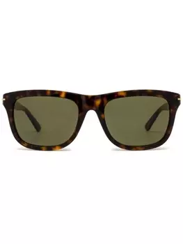 Солнцезащитные очки в квадратной оправе черепаховой расцветки Gucci Eyewear, коричневый
