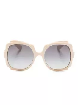 Солнцезащитные очки в квадратной оправе черепаховой расцветки Gucci Eyewear, нейтральный