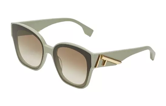 Солнцезащитные очки в квадратной оправе для женщин FENDI, серо-зеленый