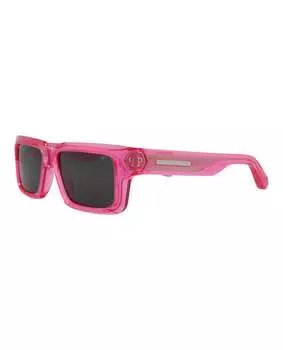Солнцезащитные очки в квадратной оправе из ацетата Philipp Plein, цвет Fuchsia Fuchsia Smoke