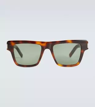 Солнцезащитные очки в квадратной оправе из ацетата Saint Laurent, коричневый