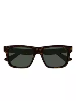 Солнцезащитные очки в квадратной оправе из черепахового панциря Gucci Eyewear, коричневый