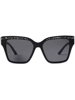 Солнцезащитные очки в квадратной оправе с блестками Jimmy Choo Eyewear, черный