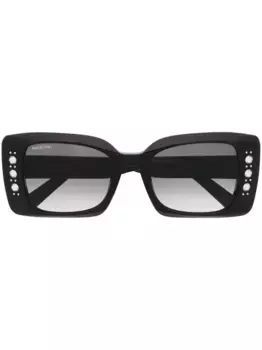 Солнцезащитные очки в квадратной оправе с кристаллами Swarovski, черный