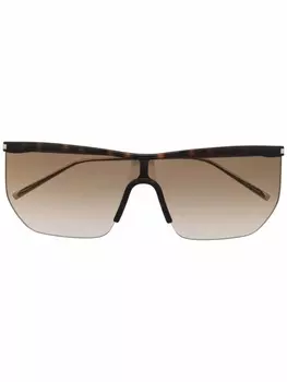 Солнцезащитные очки в квадратной оправе Saint Laurent Eyewear, коричневый