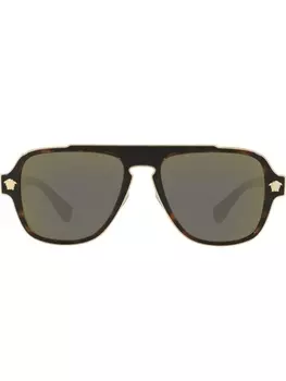 Солнцезащитные очки в квадратной оправе Versace Eyewear, коричневый
