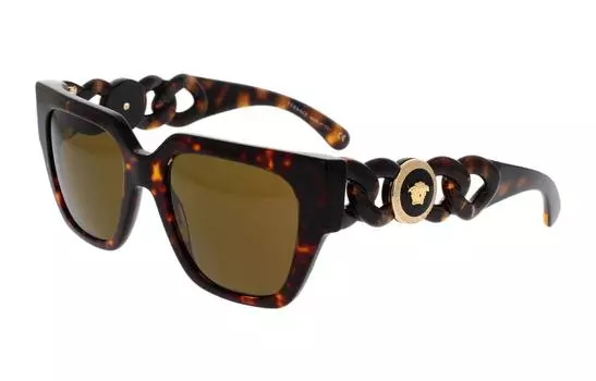 Солнцезащитные очки в квадратной оправе VERSACE, коричневый