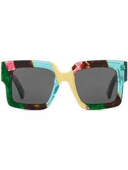 Солнцезащитные очки в квадратной оправе в стиле колор-блок Gucci Eyewear, зеленый
