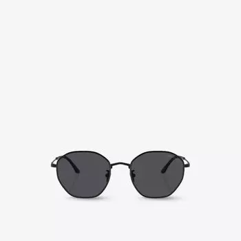 Солнцезащитные очки в металлической круглой оправе с логотипом AR6150 Giorgio Armani, черный