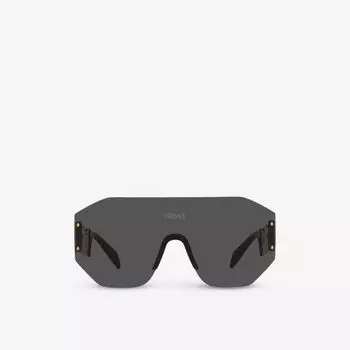 Солнцезащитные очки в металлической оправе неправильной формы с фирменным логотипом VE2258 Versace, серый