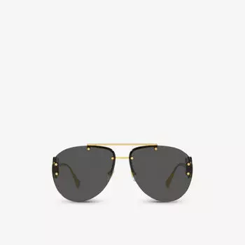 Солнцезащитные очки в металлической оправе VE2250 в пилотной оправе с медальонами Versace, желтый