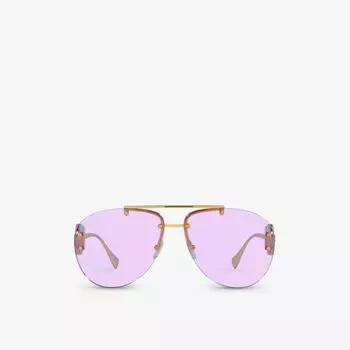 Солнцезащитные очки в металлической оправе VE2250 в пилотной оправе с медальонами Versace, желтый