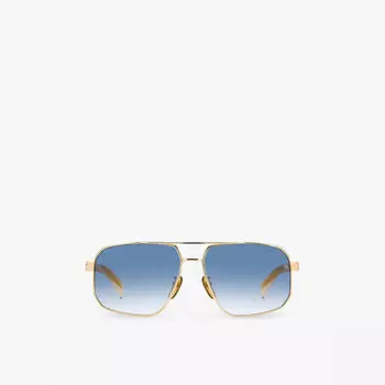 Солнцезащитные очки в металлической прямоугольной оправе 7102/S Eyewear By David Beckham, бежевый