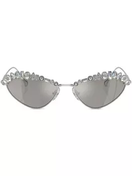 Солнцезащитные очки в оправе 'кошачий глаз' с кристаллами Swarovski, серебристый