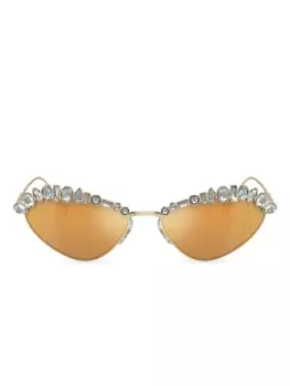 Солнцезащитные очки в оправе 'кошачий глаз' с кристаллами Swarovski, коричневый