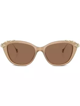 Солнцезащитные очки в оправе 'кошачий глаз' с кристаллами Swarovski, коричневый