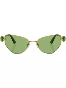 Солнцезащитные очки в оправе 'кошачий глаз' с кристаллами Swarovski, золотой